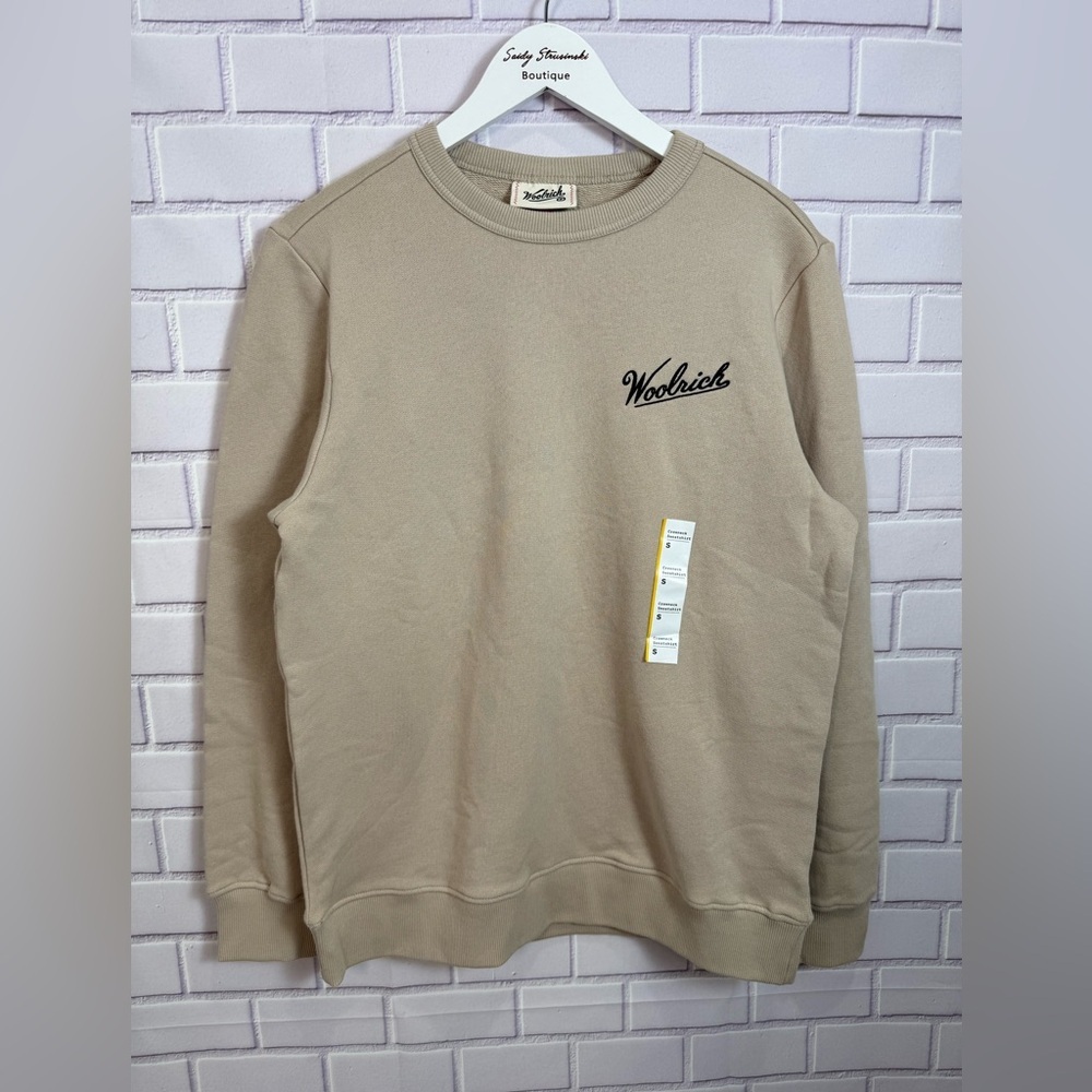 Woolrich Graphic 100% Crewneck Sweatshirt Boots Print Beige Size S - Picture 3 of 12